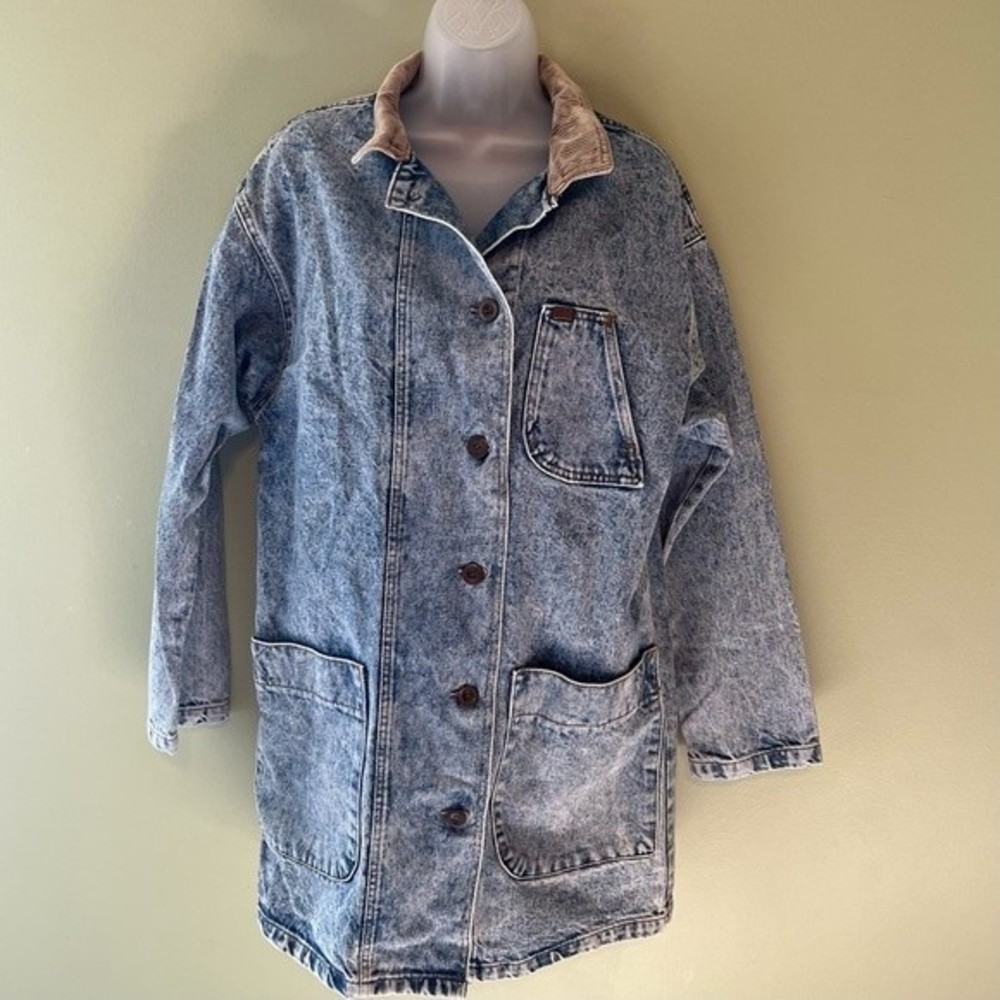 Vintage Lee Denim Chore Stone Acid Wash Jean Jacket, Size Small